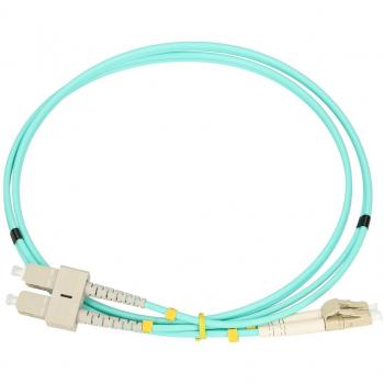 Patchcord Multimodo OM3 LC/UPC-SC/UPC de 2 metros - Color aguamarina