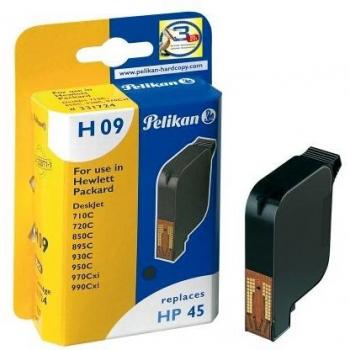 Cartucho de Tinta Pelikan H09 Compatible Negro 42ml para HP 45, Reemplazo para Modelos Officejet y DeskJet