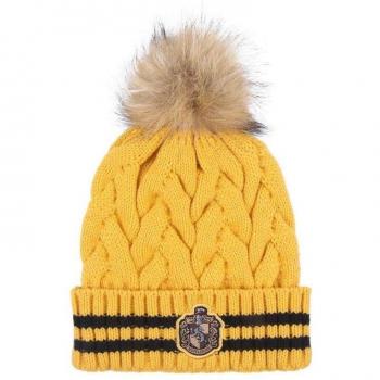 Gorro Tricot Infantil Hufflepuff Harry Potter Mostaza con Pompon Talla Única Unisex