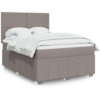 Cama Box Spring con Colchón de Tela Taupe 140x190 cm
