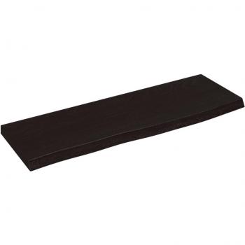 Estante de pared de madera maciza de roble tratada y sin tratar, dimensiones 60x20x2 cm, colores natural, marrón claro y marrón oscuro, ideal para oficina, estudio y dormitorio, tipo estantería/l