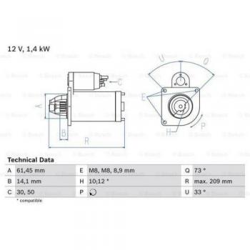 Motor de Arranque Bosch 986022121 - Motor de arranque, marca Bosch, modelo 986022121, diseñado para proporcionar un arranque eficiente y confiable en vehículos, con alta durabilidad y resistencia a condiciones adversas
