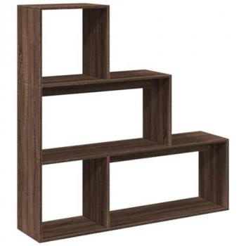 Librería divisora 3 niveles madera marrón roble 123x29x123 cm