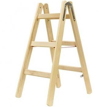 Escalera de tijera de madera Hymer, doble cara, 2x3 peldaños
