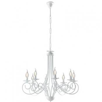 Lámpara Colgante de Hierro Blanco Shabby con Ocho Luces - 67x Altura 68 cm