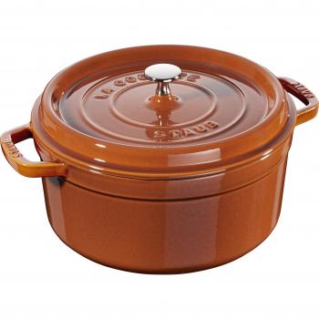 Staub 26 cm Round Cast Iron Cocotte in Cinnamon Brown