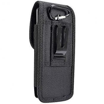 Funda Cinturón Vertical de Nylon con Clip Metálico y Tarjetero para BBK Vivo Y50 (2020) - Negra