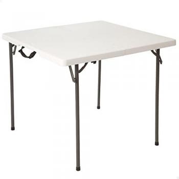 Mesa Plegable Cuadrada Lifetime Blanca 86x86x74 cm, Resistente y Ligera para 4 Personas