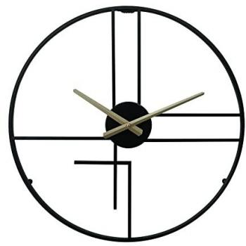Reloj de Pared Moderno Grande Metal Negro Amarillo Diseño Minimalista para Hogar y Oficina - Diámetro 50 cm