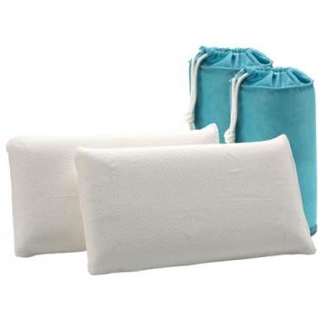 Almohada Viscoelástica Infantil Aloe Vera 30x50cm - Pack 2, Firmeza Media Baja, Ergonómica y Hipoalergénica con Bolsa de Transporte