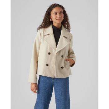Chaqueta corta beige Vero Moda Vincemia para mujer - Talla L, con botones y revers