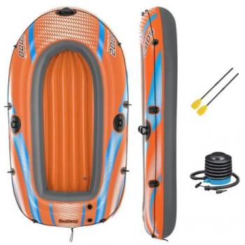 Barca Hinchable Bestway Kondor Elite Raft 2000 con Remos e Hinchador, dimensiones 196x106x31 cm, capacidad para 1 adulto y 1 niño, multicolor