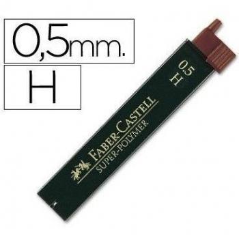 Faber-Castell 0.5mm Super-Polymer Leads, Degree H Tube of 12 Leads - Mina de repuesto