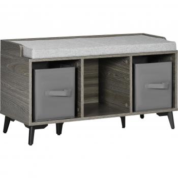 Banco Zapatero Homcom con 3 Compartimentos Abiertos y 2 Cajones de Tela - Gris