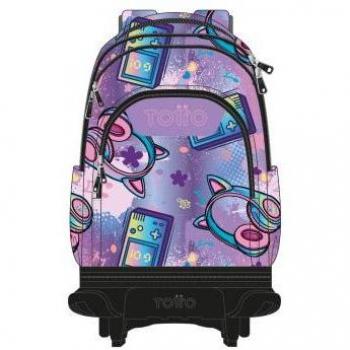 Mochila Totto Ruedas Desmontable Morado Meowsical