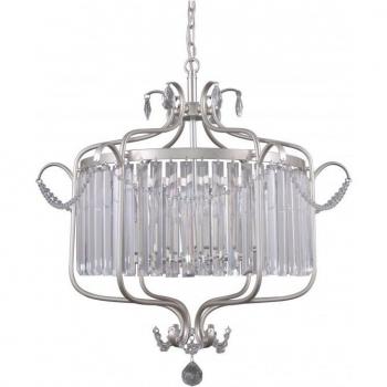 Lámpara colgante de cristal Rinaldo Champagne plata, clásica, 6 luces, E14, color plateado
