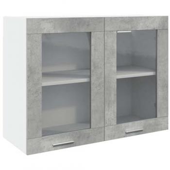 Armario colgante de vidrio gris hormigón 80x31x60 cm