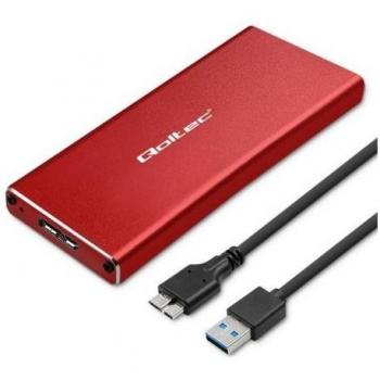 Caja externa Qoltec para disco M.2 SSD SATA NGFF USB 3.0 Super velocidad 5Gb/s 2TB Roja