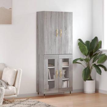 Aparador alto de madera contrachapada gris sonoma 69,5x34x180 cm