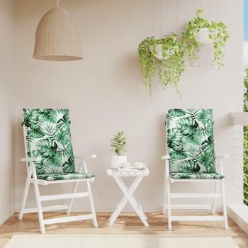 Cojines de silla de respaldo alto 2 uds tela estampado de hojas