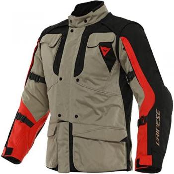Dainese Alligator Tex Chaqueta de Moto Beige, Rojo, Negro y Negro Marrón (Tamaño 52)
