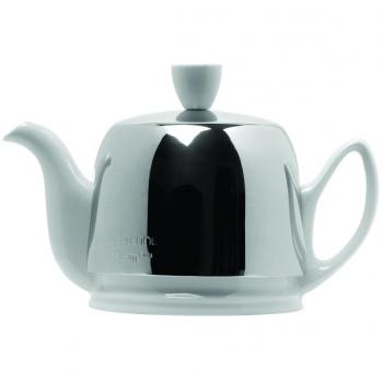 Guy Degrenne 211987 - Tetera para 2 tazas de acero inoxidable/porcelana, 18,5 x 15,5 cm, color blanco