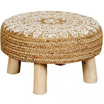 Belssia Taburete, Madera, Blanco y Marrón, 63x37x63 cm