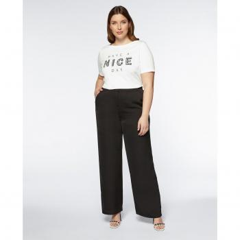 Pantalón palazzo de mujer de satén con cremallera delantera