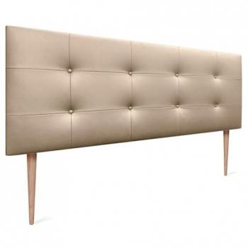 Cabecero Acolchado Capitone 150x115cm en Polipiel Champán con Grosor de 8cm para Cama Matrimonio e Individual