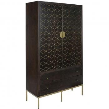 Armario DKD Home Decor 100 x 40 x 175 cm Negro Metal Acacia