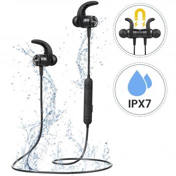 Mpow S10 Auriculares Bluetooth,IPX7 Inalámbrico Magnético In Ear Incorporado Estéreo de Alta Fidelidad CVC 6.0 Micrófono con Cancelación de Ruido para Deportes,Gimnasio,Viajes para iPhone Android