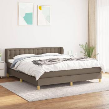Cama Box Spring con Colchón Tapizado de Tela Gris Taupe 160x200 cm, Muelles Ensacados y Acolchado Reversible