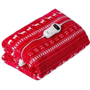 Camry CR 7441 Electric Heating Blanket with Timer, Super Soft, 160x180 cm, Red/White