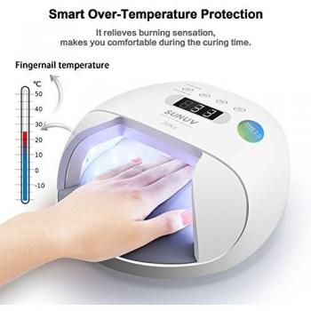 Lámpara Led Uñas SUNUV 48W UV Secador Smart 2.0 para Esmalte de Uñas de Gel Pro Salón Curado sin Dolor en Manicura/Pedicura SUN7