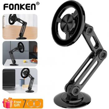 Soporte magnético para teléfono de coche Fonken Magsafe, giratorio 360° de aleación de aluminio, soporte de navegación para smartphone negro