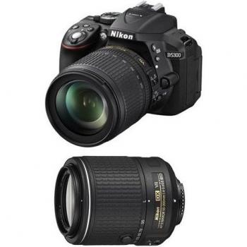 Cámara réflex digital Nikon D5300 con objetivo AF-S 18-105mm F3.5-5.6G ED VR y AF-S 55-200mm F4-5.6G ED VR II DX, garantía de
