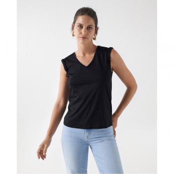 Top Salsa negra sin mangas con detalle trenzado