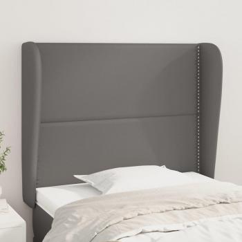 Cabecero de oreja gris 83x23x111/128 cm en cuero sintético