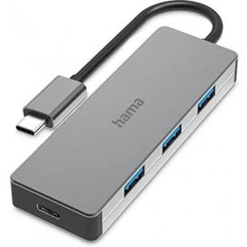 Hub USB Hama 00200105, 10 Gbit/s, 4 puertos (2x USB-C, 3x USB-A), longitud de cable 0.15 m, compatible con Thunderbolt 3/4, diseño