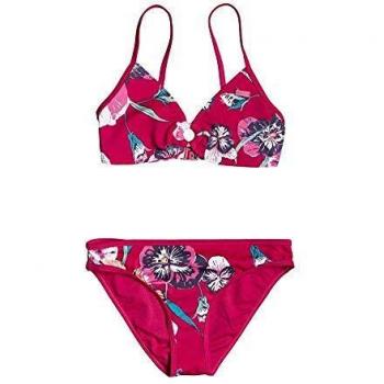 Roxy Little Wanderer - Conjunto De Bikini Bralette para Chicas 8-16 Conjunto De Bikini Bralette, Niñas, Bright White Honolulu Big S, 8