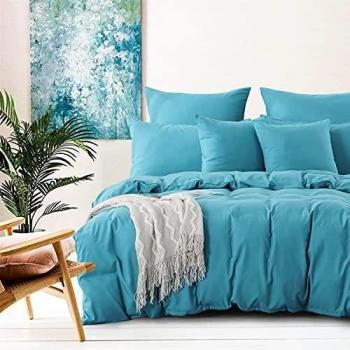 Aisbo Juego de Ropa de Cama con Funda Nordica Cama 90 - Juegos de Fundas Edredónes Baratas 135x200 cm Verde Azul con 1 Fundas de Almohada 50x75cm de Microfibra Suave Moderno