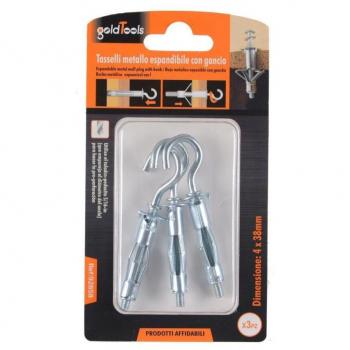 Juego de 3 Tornillos Ganchos Expansibles de Metal Estilo C 4x38mm