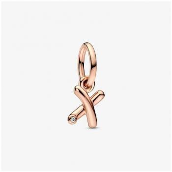 Pandora Moments Rose Gold Letter X Script Charm 782482C01