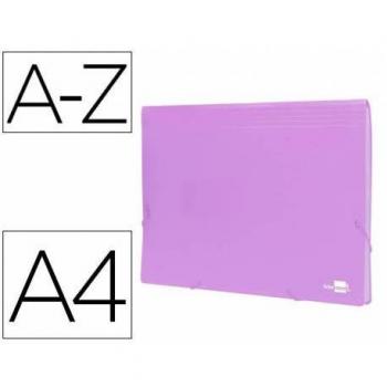 Carpeta clasificadora fuelle Liderpapel DIN A4 poliporpileno 13 departamentos color lavanda
