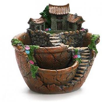 OULII micro paisajismo Artificial flores plantas Pot titulares colgante jardín con casa dulce