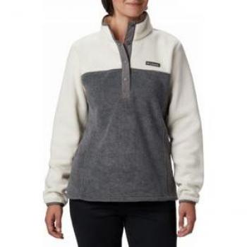 Columbia Benton Springs Pullover Fleece Top Mujer Forro Polar Beige y Gris