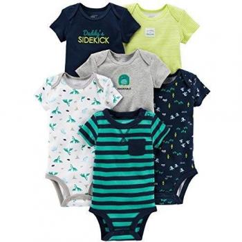 Simple Joys by Carter's Body de Manga Corta Bebé Niño, Pack de 6, Azul Marino/Azul Turquesa, 0 Meses