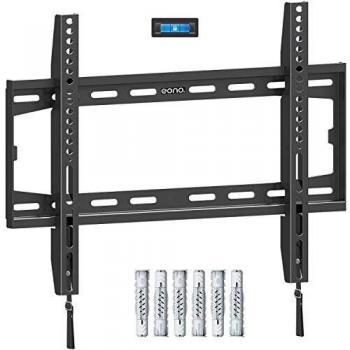 Amazon Brand - Eono Soporte TV Pared Fijo, Soporte de Televisión para la Mayoría de los 26-55 Pulgadas LED, LCD, OLED y Plasma Televisores hasta VESA 400x400mm y 45,5kg, con Tacos Fischer, PL2361-K