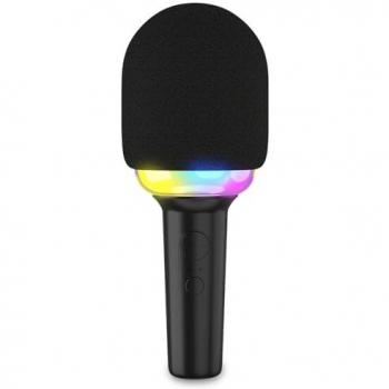 Micrófono Karaoke Ledwood SINGMASTER con Efecto LED RGB, Bluetooth, 5 Voces, Batería de 4H y Altavoz de 15W, Recarga USB-C