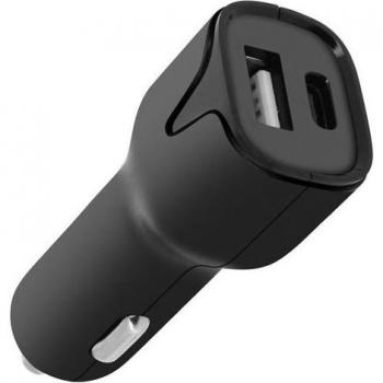 Cargador de mechero Setty 2.4A USB/USB-C Carga Rápida Anti-sobrecarga Negro